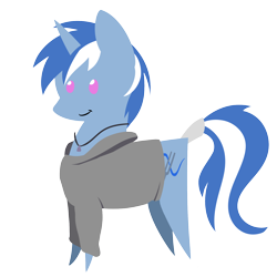 Size: 1800x1800 | Tagged: safe, artist:acesential, ponerpics import, oc, oc only, oc:sine wave, pony, unicorn, clothes, collar, deleted from derpibooru, female, hoodie, horn, pointy ponies, solo, tail wrap, tuning fork