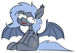 Size: 895x630 | Tagged: safe, artist:acesential, ponerpics import, oc, oc only, oc:panne, bat pony, pony, :p, bat pony oc, deleted from derpibooru, female, mare, simple background, sitting, solo, tongue out, transparent background