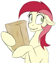 Size: 779x868 | Tagged: safe, artist:acesential, ponerpics import, roseluck, earth pony, pony, burrito, deleted from derpibooru, female, food, mare, simple background, smiling, solo, white background, wide eyes