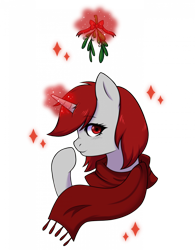 Size: 1920x2463 | Tagged: safe, artist:alune, derpibooru import, oc, oc only, oc:waves, clothes, mistletoe, scarf, simple background, solo, transparent background