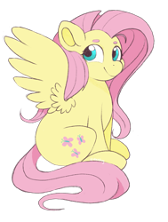 Size: 1123x1484 | Tagged: safe, artist:beashay, derpibooru import, fluttershy, pegasus, pony, beanbrows, cute, eyebrows, female, looking at you, mare, shyabetes, simple background, sitting, smiling, solo, spread wings, three quarter view, transparent background, wings