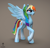 Size: 1515x1440 | Tagged: safe, artist:teonanakatle, derpibooru import, rainbow dash, pegasus, pony, 3d, female, mare, solo, spread wings, unshorn fetlocks