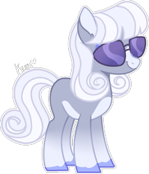 Size: 889x1040 | Tagged: safe, artist:kurosawakuro, derpibooru import, oc, oc only, earth pony, pony, female, mare, offspring, parent:hoity toity, parent:photo finish, parents:photoity, simple background, solo, sunglasses, transparent background, white outline