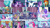 Size: 1978x1113 | Tagged: safe, derpibooru import, edit, edited screencap, editor:quoterific, screencap, applejack, fluttershy, pinkie pie, princess cadance, princess celestia, princess flurry heart, princess luna, rainbow dash, rarity, shining armor, spike, starlight glimmer, sunburst, twilight sparkle, twilight sparkle (alicorn), alicorn, dragon, earth pony, pegasus, pony, unicorn, the crystalling, cracked armor, crystal heart, library, mane six, mobile, train, twilight's castle, twilight's castle library