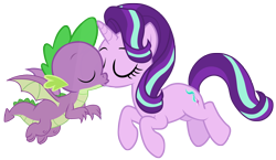 Size: 4432x2572 | Tagged: safe, artist:dragonchaser123, artist:tardifice, derpibooru import, spike, starlight glimmer, dragon, pony, unicorn, eyes closed, female, kissing, male, shipping, simple background, sparlight, straight, transparent background, vector, winged spike