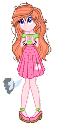 Size: 1096x2222 | Tagged: safe, artist:skyfallfrost, derpibooru import, oc, oc:strawberry delight, equestria girls, clothes, shirt, simple background, skirt, solo, transparent background