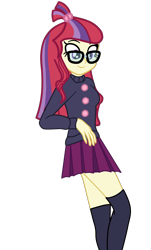 Size: 1290x2133 | Tagged: safe, artist:gmaplay, derpibooru import, moondancer, equestria girls, clothes, equestria girls-ified, simple background, socks, solo, stockings, thigh highs, transparent background, zettai ryouiki