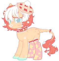 Size: 1778x1850 | Tagged: safe, alternate version, artist:sugarplanets, derpibooru import, oc, oc:miss peachie, earth pony, pony, beret, clothes, female, hat, mare, simple background, socks, solo, transparent background