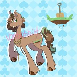 Size: 2500x2500 | Tagged: safe, artist:von babbitt, derpibooru import, oc, oc only, earth pony, pony, abstract background, adoptable, advertisement, colored pupils, ear fluff, ears, high res, looking at you, male, raised hoof, solo, stallion