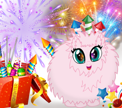 Size: 1842x1635 | Tagged: safe, artist:qnight, derpibooru import, oc, oc:fluffle puff, pony, 4th of july, birthday, celebration, fireworks, holiday, new year, solo