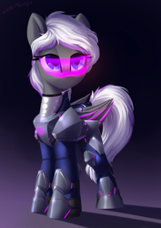 Size: 2200x3100 | Tagged: safe, artist:shido-tara, derpibooru import, oc, oc only, pegasus, pony, armor, commission, female, league of legends, mare, pegasus oc, simple, solo, visor, wings