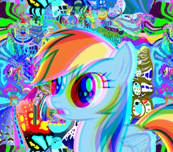 Size: 5000x4381 | Tagged: safe, artist:dayvstylish, derpibooru exclusive, derpibooru import, edit, rainbow dash, pegasus, pony, absurd resolution, colorful, eyestrain warning, psychedelic, trippy