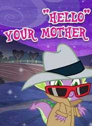 Size: 359x487 | Tagged: safe, derpibooru import, spike, dragon, gameloft, hello, meme, out of context, wow! glimmer, your mom