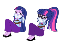 Size: 1045x735 | Tagged: safe, artist:brightstar40k, derpibooru import, sci-twi, twilight sparkle, twilight sparkle (alicorn), alicorn, equestria girls, bondage, bound and gagged, cloth gag, clothes, gag, long skirt, otn gag, over the nose gag, rope, rope bondage, simple background, skirt, tied up, twolight, white background