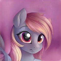 Size: 1024x1024 | Tagged: safe, artist:thisponydoesnotexist, derpibooru import, pony, bust, female, gradient background, mare, neural network, smiling