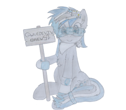 Size: 1923x1669 | Tagged: safe, artist:fliegerfausttop47, derpibooru import, oc, oc only, oc:ipp syndrome, earth pony, pony, 2021 community collab, arm fluff, background removal needed, blue eyes, bracelet, cheek fluff, chest fluff, crew 52, cute, derpibooru community collaboration, female, fluffy, gift art, goggles, hi-tech, holographic sight, hoof fluff, jewelry, leg fluff, mare, ocbetes, plushie, qwuedeviv, sign, signal, simple background, smiling, solo, technology, traditional art, traditional drawing, transparent background, visor, void-shark