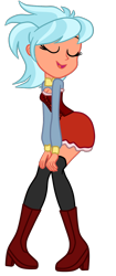 Size: 682x1623 | Tagged: safe, artist:gmaplay, derpibooru import, frosty orange, human, equestria girls, alternate design, boob window, boots, clothes, eyes closed, open mouth, shoes, simple background, skirt, socks, solo, thigh highs, transparent background, vector, zettai ryouiki
