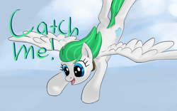 Size: 1338x833 | Tagged: safe, anonymous artist, derpibooru import, oc, oc only, oc:zephyr, pegasus, cute, dialogue, excited, fanfic, fanfic art, female, flying, mare, solo, text