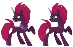 Size: 2600x1700 | Tagged: safe, artist:katelynleeann42, derpibooru import, fizzlepop berrytwist, tempest shadow, pony, unicorn, blank flank, crystal horn, female, horn, mare, raised hoof, scar, shawl, simple background, smiling, solo, tempest gets her horn back, transparent background, vector