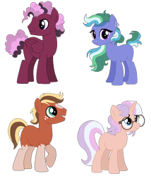 Size: 743x870 | Tagged: safe, artist:nerdwise, artist:selenaede, derpibooru import, oc, oc only, earth pony, pegasus, pony, unicorn, base used, coat markings, freckles, glasses, magical gay spawn, magical lesbian spawn, offspring, parent:big macintosh, parent:caramel, parent:coloratura, parent:double diamond, parent:moondancer, parent:pinkie pie, parent:rainbow dash, parent:tempest shadow, parents:caramac, parents:doubledancer, parents:raradash, parents:tempestpie, simple background, socks (coat marking), transparent background