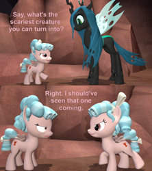 Size: 1920x2160 | Tagged: safe, artist:red4567, derpibooru import, cozy glow, queen chrysalis, changeling, changeling queen, pegasus, pony, 3d, comic, cozy glow is not amused, fake cozy glow, female, hilarious in hindsight, open mouth, rhetorical question, sfm pony, source filmmaker, unamused