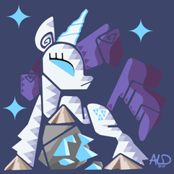 Size: 4000x4000 | Tagged: safe, artist:aaron lewis davidson, derpibooru import, rarity, pony, unicorn, gem, horn, minimalist, modern art, monster hunter, monster hunter world, rock