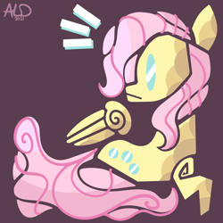 Size: 4000x4000 | Tagged: safe, artist:aaron lewis davidson, derpibooru import, fluttershy, pegasus, pony, minimalist, modern art, monster hunter, monster hunter world, shocked, startled