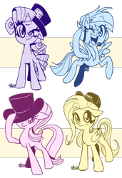 Size: 1400x2048 | Tagged: safe, artist:thegreatrouge, derpibooru import, fluttershy, rainbow dash, rarity, starlight glimmer, pegasus, pony, unicorn, charles calvin, crossover, dave pampa, henry stickmin, henry stickmin collection, parody, rhm, simple background, transparent background