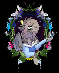 Size: 1679x2079 | Tagged: safe, artist:brainiac, derpibooru import, oc, oc only, oc:elyse, butterfly, pony, female, frame, mare, solo