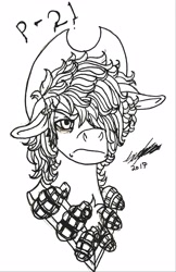 Size: 2659x4098 | Tagged: safe, artist:brainiac, derpibooru import, oc, oc only, oc:p-21, earth pony, pony, black and white, chest fluff, clothes, cowboy hat, ears, floppy ears, grayscale, grenades, hat, inktober, inktober 2017, male, monochrome, solo, stallion, traditional art