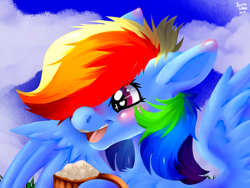 Size: 1600x1200 | Tagged: safe, artist:brainiac, derpibooru import, rainbow dash, pegasus, pony, apple cider, blushing, chest fluff, cider, cider dash, cider season, cute, dashabetes, female, heart eyes, solo, tankard, wingding eyes