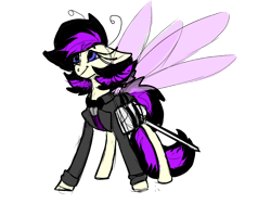 Size: 1600x1200 | Tagged: safe, artist:brainiac, derpibooru exclusive, derpibooru import, oc, oc only, oc:shotglass, breezie, clothes, female, mare, pathfinder, simple background, solo, suit, transparent background