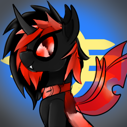 Size: 1024x1024 | Tagged: safe, artist:brainiac, derpibooru import, oc, oc only, pony, bust, christmas gift, profile, solo, vault-tec logo