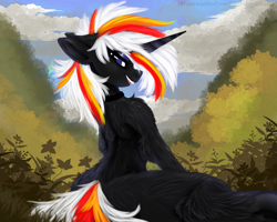 Size: 1280x1024 | Tagged: safe, artist:brainiac, derpibooru import, oc, oc:velvet remedy, pony, unicorn, fallout equestria, announcement, collar, fanfic, fanfic art, female, fluffy, frog (hoof), hooves, horn, mare, open mouth, second life, solo, text, underhoof