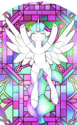 Size: 1920x3125 | Tagged: safe, artist:brainiac, derpibooru import, princess celestia, alicorn, pony, female, solo, stained glass