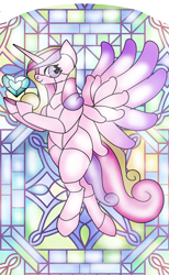 Size: 1920x3125 | Tagged: safe, artist:brainiac, derpibooru import, princess cadance, alicorn, pony, female, solo, stained glass