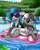 Size: 1920x2400 | Tagged: safe, artist:brainiac, derpibooru import, dj pon-3, octavia melody, vinyl scratch, earth pony, pony, unicorn, clothes, cute, female, floaty, goggles, inflatable, mare, one-piece swimsuit, pool noodle, pool toy, prone, sunglasses, swimming, swimming pool, swimsuit, water pistol