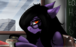 Size: 1920x1200 | Tagged: safe, artist:brainiac, derpibooru import, oc, oc:brainiac, cake, coffee, coffee mug, food, glasses, male, mug, solo, stallion, text, underhoof