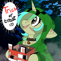 Size: 2344x2344 | Tagged: safe, artist:brainiac, derpibooru import, oc, oc:piper, pony, fallout equestria, collar, creeper, female, mare, minecraft, raider, solo, ych example, your character here