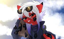 Size: 1920x1200 | Tagged: safe, artist:brainiac, derpibooru import, oc, oc:axel rose, pony, commission, oil, solo, sunglasses