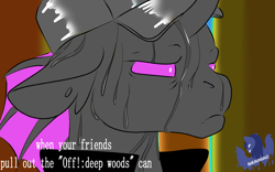 Size: 1920x1200 | Tagged: safe, artist:brainiac, derpibooru exclusive, derpibooru import, oc, oc:chicken scratch, changeling, male, meme, meme weekend, purple changeling, solo, sweat