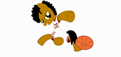 Size: 1520x720 | Tagged: safe, derpibooru import, oc, oc only, oc:ladainian otis, basketball, simple background, solo, sports, white background