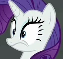 Size: 624x580 | Tagged: safe, derpibooru import, screencap, rarity, pony, unicorn, season 5, the cutie map, bust, female, frown, mare, scared, solo, wat, wide eyes