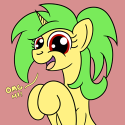 Size: 2000x2000 | Tagged: safe, artist:dafiltafish, derpibooru import, oc, oc only, oc:piña, pony, unicorn, female, looking at you, mare, solo, text