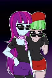 Size: 1066x1600 | Tagged: safe, artist:nekojackun, derpibooru import, drama letter, mystery mint, watermelody, equestria girls, background human, duo, duo female, female, sunglasses