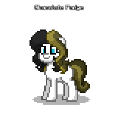 Size: 240x240 | Tagged: safe, derpibooru import, oc, oc only, oc:chocolate fudge, earth pony, pony, earth pony oc, pony town, shadow, simple background, smiling, solo, standing, transparent background