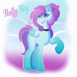 Size: 3000x3000 | Tagged: safe, artist:sandstormsarrives, derpibooru import, oc, oc only, oc:fluffy sky, pegasus, pony, choker, ear piercing, earring, female, jewelry, piercing, solo