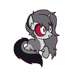 Size: 1152x1152 | Tagged: safe, artist:motownwarrior01, derpibooru import, oc, oc only, hellhound, hybrid, unicorn, cute, female, filly, helluva boss, implied loona, interspecies offspring, magical lesbian spawn, offspring, parent:afterlife, parent:loona, simple background, solo, transparent background