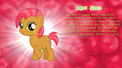 Size: 4616x2590 | Tagged: safe, artist:andoanimalia, derpibooru import, babs seed, earth pony, pony, bio, female, filly, high res, raised hoof, raised leg, solo