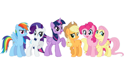 Size: 1280x640 | Tagged: safe, artist:mlpfan3991, derpibooru import, applejack, fluttershy, pinkie pie, rainbow dash, rarity, twilight sparkle, twilight sparkle (alicorn), alicorn, earth pony, pegasus, pony, unicorn, female, friends, group, happy, mane six, simple background, transparent background, vector